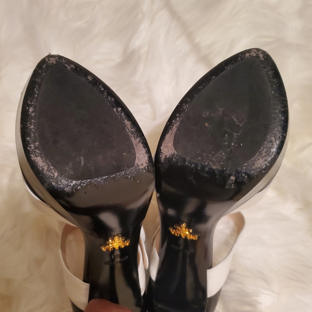 Prada Spazzolato Nero Talco Platform Heels - Picture 6 of 14